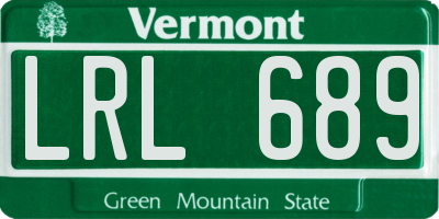 VT license plate LRL689