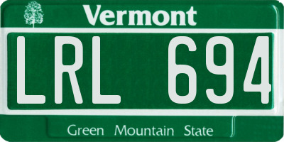 VT license plate LRL694