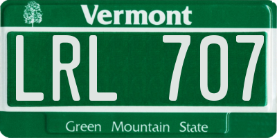 VT license plate LRL707