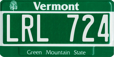 VT license plate LRL724