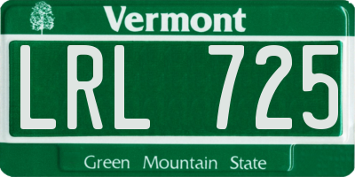 VT license plate LRL725