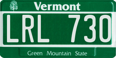 VT license plate LRL730