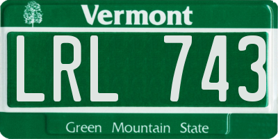 VT license plate LRL743