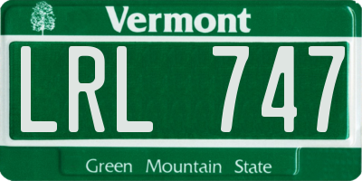 VT license plate LRL747
