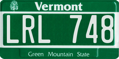 VT license plate LRL748