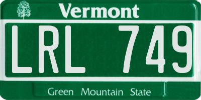 VT license plate LRL749
