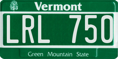 VT license plate LRL750