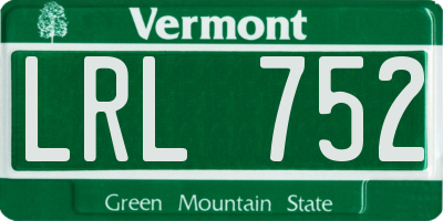 VT license plate LRL752
