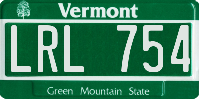 VT license plate LRL754