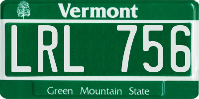 VT license plate LRL756