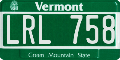 VT license plate LRL758