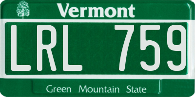 VT license plate LRL759