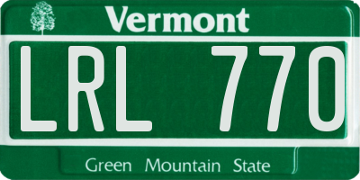 VT license plate LRL770