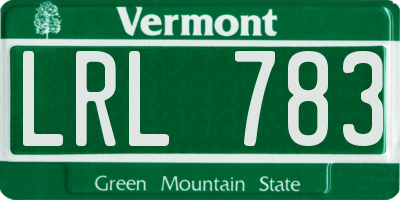 VT license plate LRL783