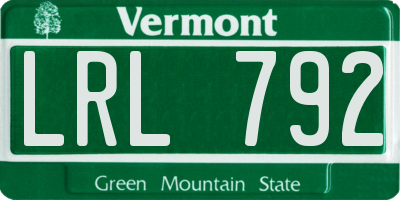 VT license plate LRL792