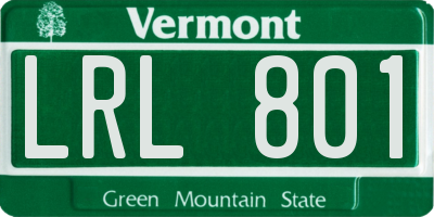 VT license plate LRL801
