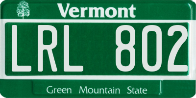 VT license plate LRL802