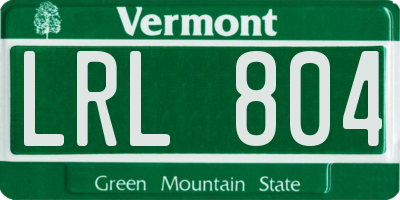 VT license plate LRL804