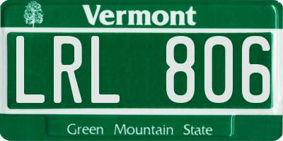 VT license plate LRL806