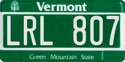 VT license plate LRL807