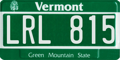 VT license plate LRL815