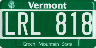 VT license plate LRL818