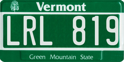 VT license plate LRL819