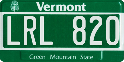 VT license plate LRL820