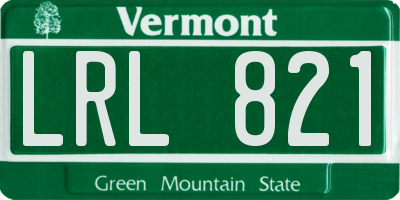 VT license plate LRL821