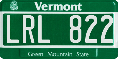 VT license plate LRL822