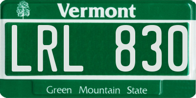 VT license plate LRL830