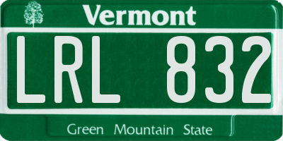 VT license plate LRL832