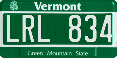 VT license plate LRL834