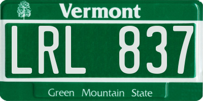 VT license plate LRL837