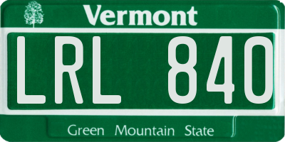 VT license plate LRL840