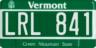 VT license plate LRL841
