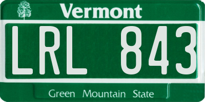 VT license plate LRL843