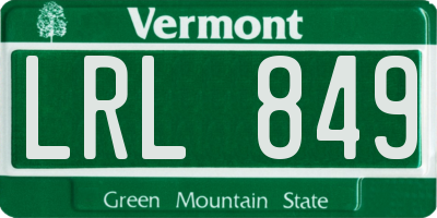 VT license plate LRL849