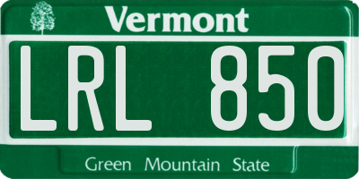 VT license plate LRL850