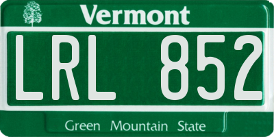VT license plate LRL852