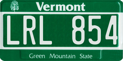 VT license plate LRL854