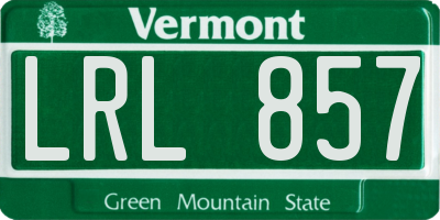 VT license plate LRL857