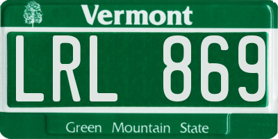 VT license plate LRL869