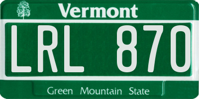 VT license plate LRL870