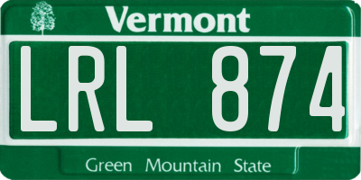 VT license plate LRL874