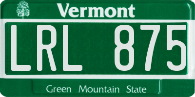 VT license plate LRL875