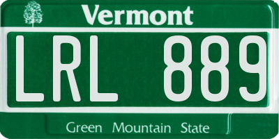 VT license plate LRL889