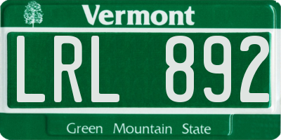 VT license plate LRL892