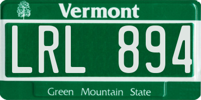 VT license plate LRL894