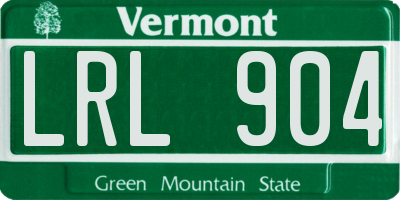 VT license plate LRL904